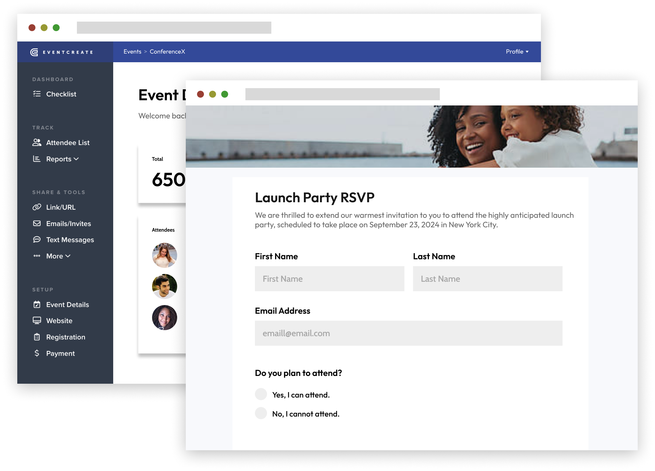 EventCreate RSVP editor
